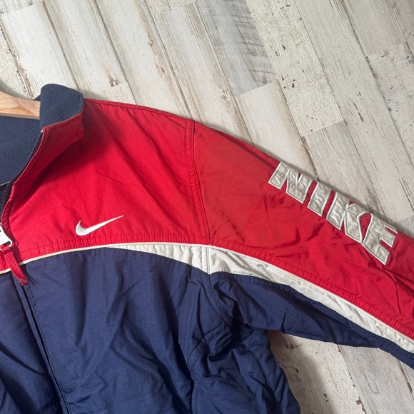 Vintage Y2K Nike Blue Red Reversible Fleece Zip Bomber Jacket Womens Size Large - Picture 3 of 6